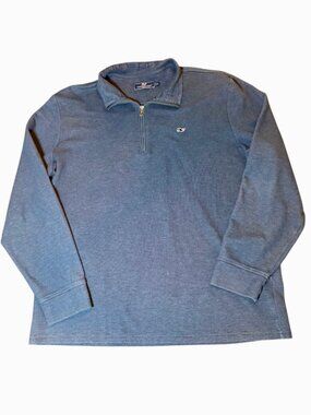 Vineyard Vines Quarter Zip Pullover Men’s XL Blue Whale Logo Cotton Sweater